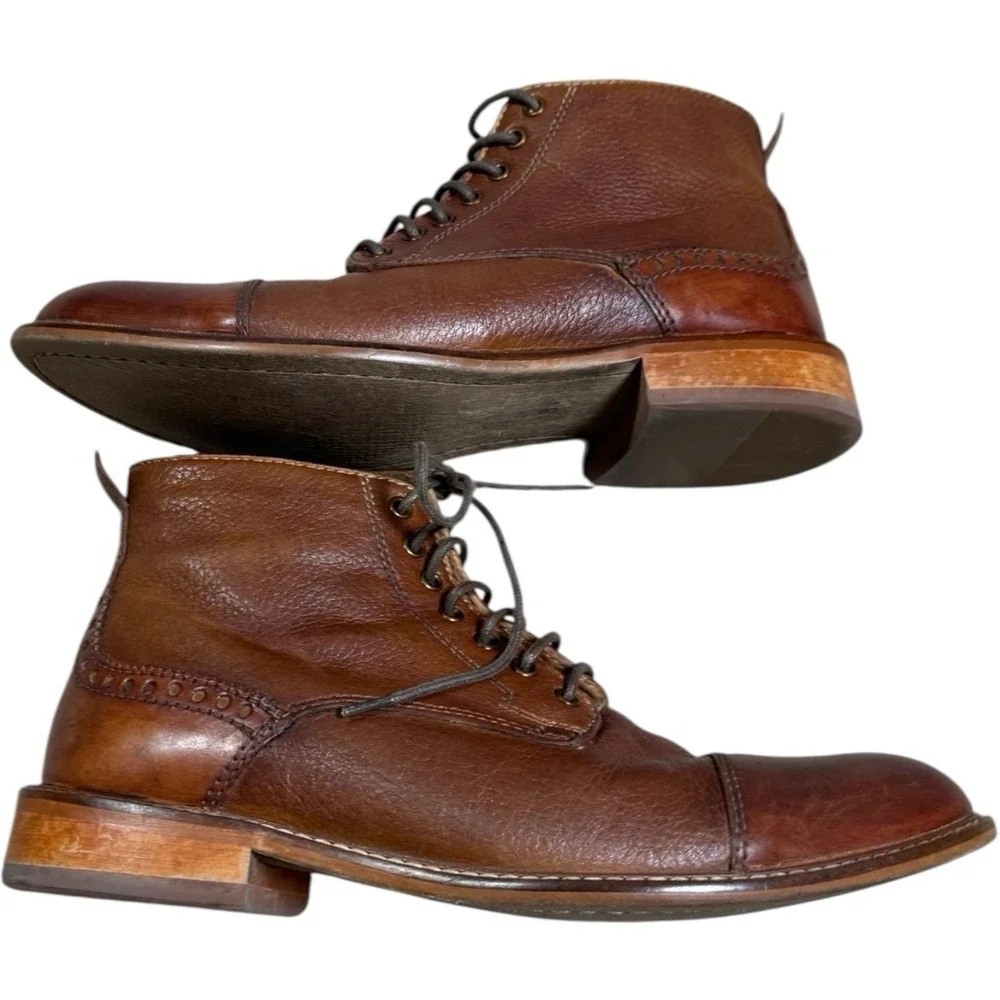 Thomas &‎ Vine Z64108* Mens Brown Leather Malcom Cap Toe Ankle Boot Size 8 M
